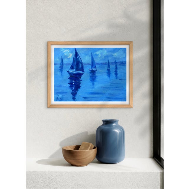 Original Oil Painting – Blue Silence - Sailboats For Sale - Image 4 of 9