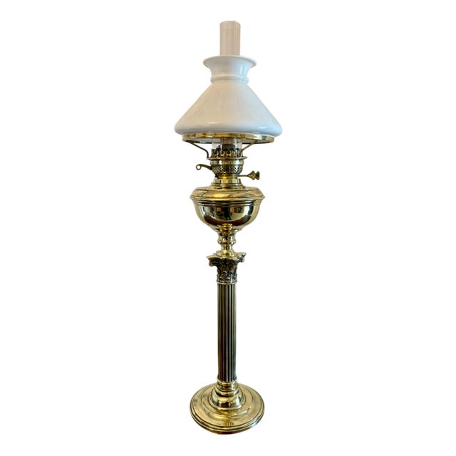 Antique Victorian Brass Oil Lamp, 1880 For Sale