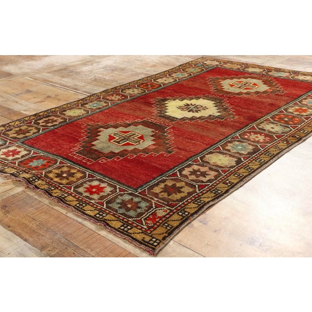 Textile Vintage Red Turkish Oushak Rug - 04'03 X 06'10 For Sale - Image 7 of 9