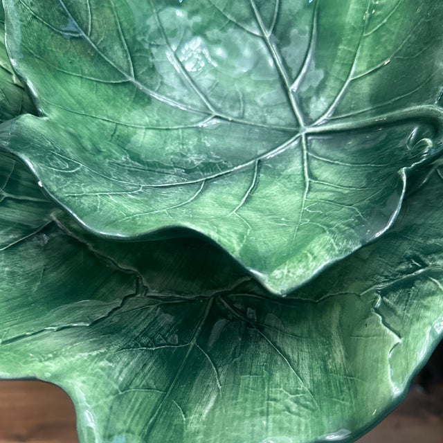 1980s Vintage Vietri Leaf Bowls, a Set of Two For Sale - Image 5 of 5