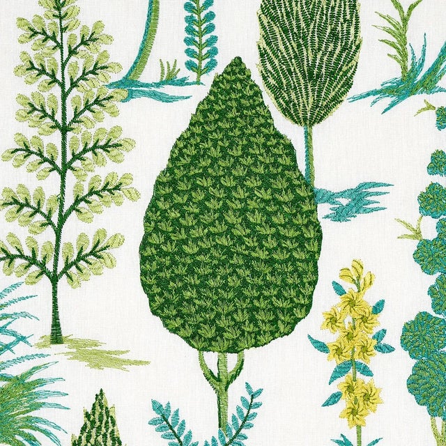 Schumacher Sample - Schumacher Pandora Embroidery Fabric, Green For Sale - Image 4 of 6
