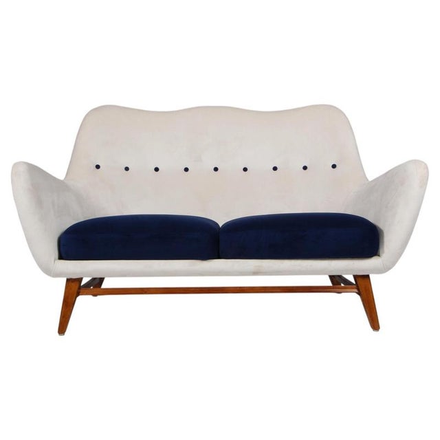 White Scandinavian Two Seater Sofa, 1950s For Sale - Image 8 of 8
