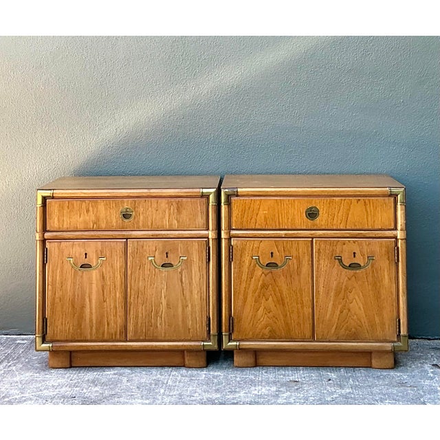 Vintage Drexel Campaign Nightstands - A Pair For Sale - Image 11 of 12