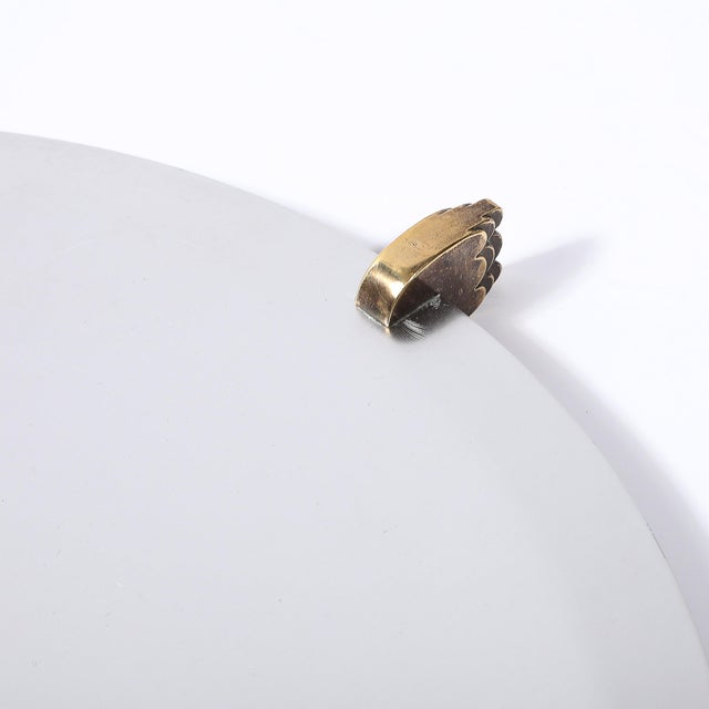 Art Deco Aluminum Serving Tray With Sculptural Brass Supports For Sale In New York - Image 6 of 14