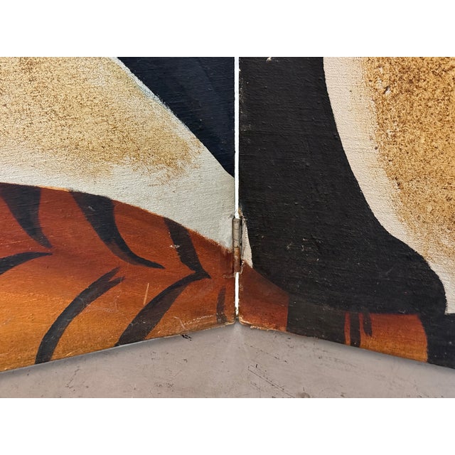 Early 20th Century Art Deco 3 Part Screen after Major Felton’s Warrior & Tiger by F. Wilcox For Sale In Palm Springs - Image 6 of 18