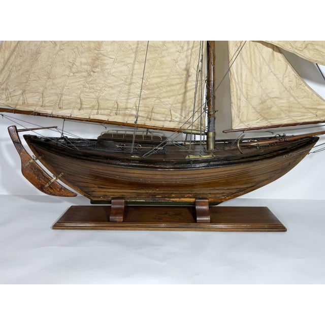Antique Pond Model of a Double Ended Sloop For Sale - Image 4 of 9