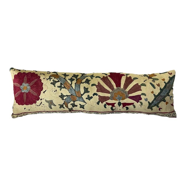 Antique Hand-Embroidered Suzani Pillow - a Piece of Art For Sale