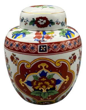 Vintage Chinoiserie Style Floral Imari Ginger Jar
