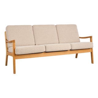 Mid-Century Danish Three-Seater Sofa in Oak with Bouclé Cover by Ole Wanscher for France & Son, 1950s For Sale
