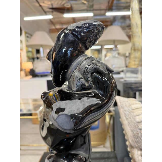 Early 20th Century Pilchuck School Carved Art Glass Figure Mounted on Iron Base For Sale - Image 15 of 16