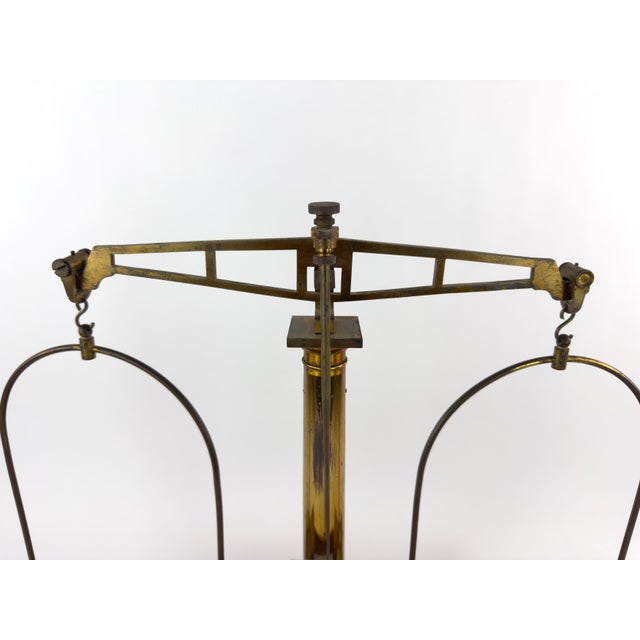 Industrial Antique Laboratory Precision Balance Scale, Brass & Wooden Base, Germany, Circa 1900 For Sale - Image 3 of 18