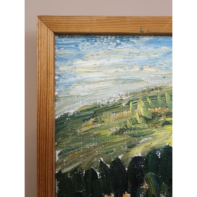 1971 Modernist 'The Hills Beyond' Vintage Original Swedish Expressive Landscape Oil Painting, Framed For Sale - Image 4 of 13