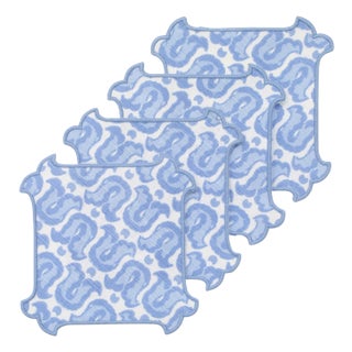 Set of 4 Palm Orleans Seersucker Cocktail Cloths For Sale