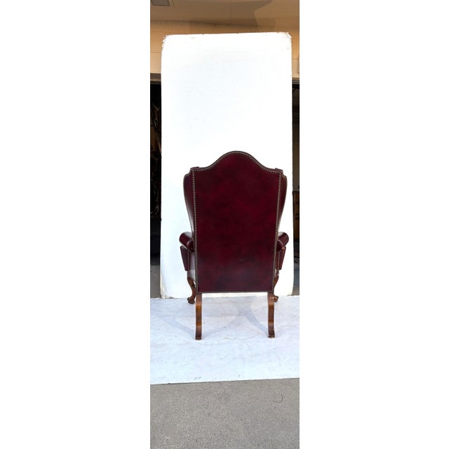Traditional Georgian Style Leather Wingback Chair by Kittinger For Sale - Image 3 of 6