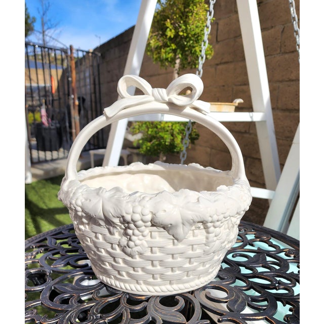 Late 20th Century Vintage Italian Blanc De Chine Ceramic Basket For Sale - Image 5 of 9