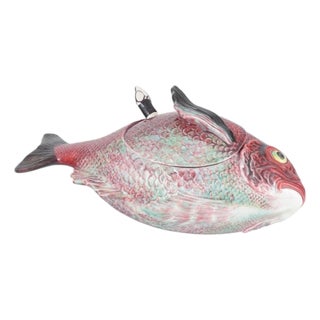 Fish Shaped Tureen with Lid and Ladle For Sale