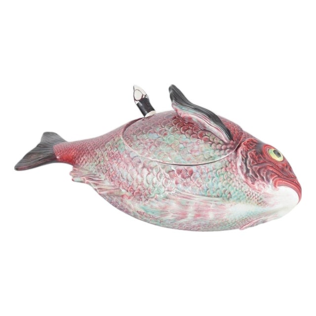 Fish Shaped Tureen with Lid and Ladle For Sale