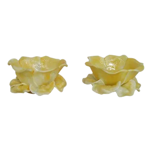 Murano Made in Italy Yellow Glass Flower Bowls a Pair