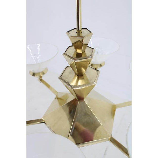 Large Brass Chandelier by Anyz, Czechoslovakia, 1930s For Sale - Image 6 of 10