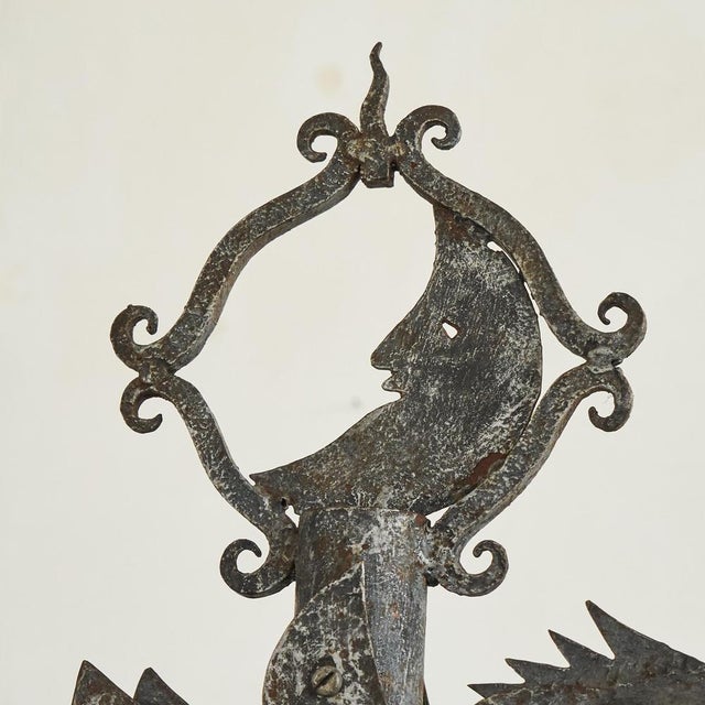 1950s Brutalist Fish Lantern Floor Lamp in Wrought Iron, 1960s For Sale - Image 5 of 15