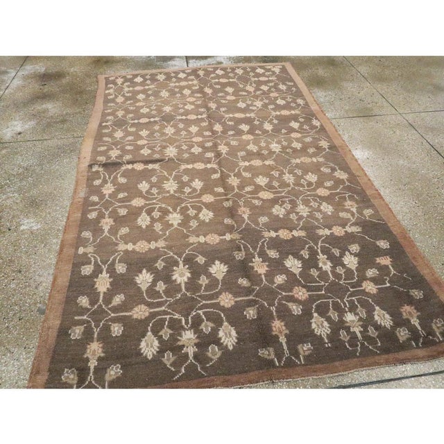 Mid 20th Century Mid-20th Century Handmade Turkish Anatolian Brown Accent Rug For Sale - Image 5 of 9
