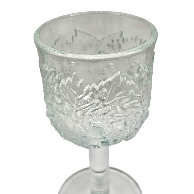 Vintage Clear Embossed Grapes and Vine Motif Water Goblets - A Set of Four For Sale - Image 4 of 8