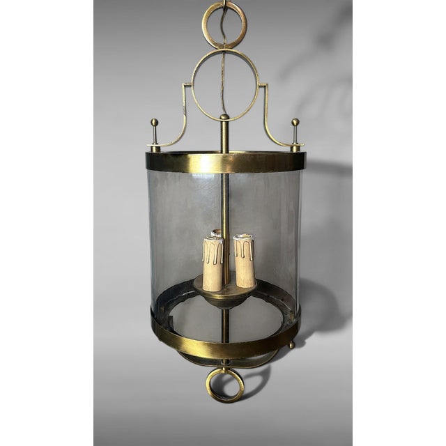 Mid 20th Century Mid 20th Century Neoclassical French Brass and Blown Glass Lantern For Sale - Image 5 of 18