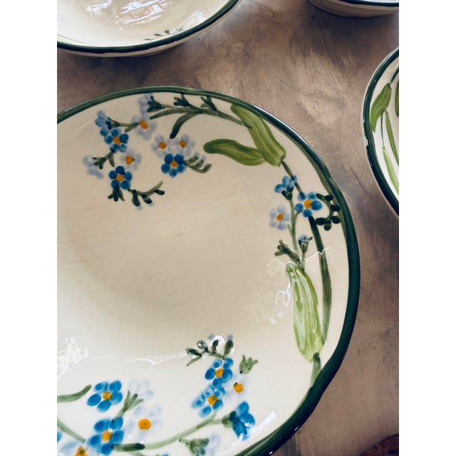 American Vintage Franciscan Forget Me Not Bowls 7 Inch Hand Decorated - Set of 4 For Sale - Image 3 of 12