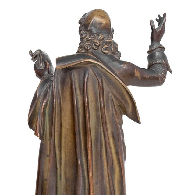 Metal French "Moliere" and "Cornielle" Patinated Bronzes - Set of 2 For Sale - Image 7 of 7