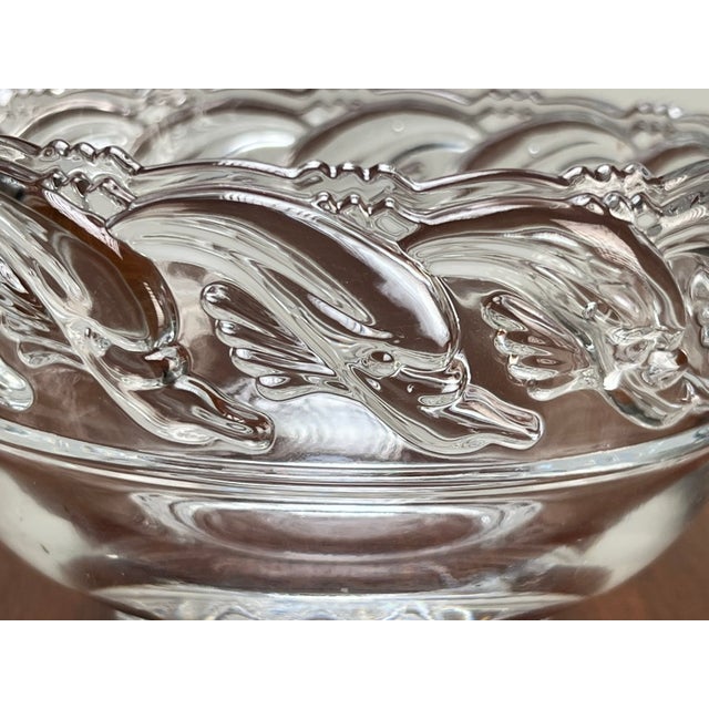Vintage Tiffany & Co. Mid-Century Modern Crystal Dolphin Pattern Footed Bowl For Sale - Image 9 of 10
