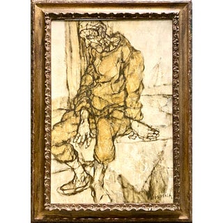 Claude Weisbuch, Large French Figurative Expressionist Oil Painting Seated Figure Claude Weisbuch For Sale