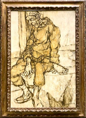 Claude Weisbuch, Large French Figurative Expressionist Oil Painting Seated Figure Claude Weisbuch