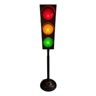 Vintage British Industrial Traffic Light Floor Lamp For Sale
