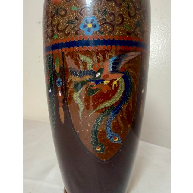 Antique Signed Japanese Ando Handmade Qing Enamel Silver Floral Cloisonné Vase For Sale In New York - Image 6 of 11