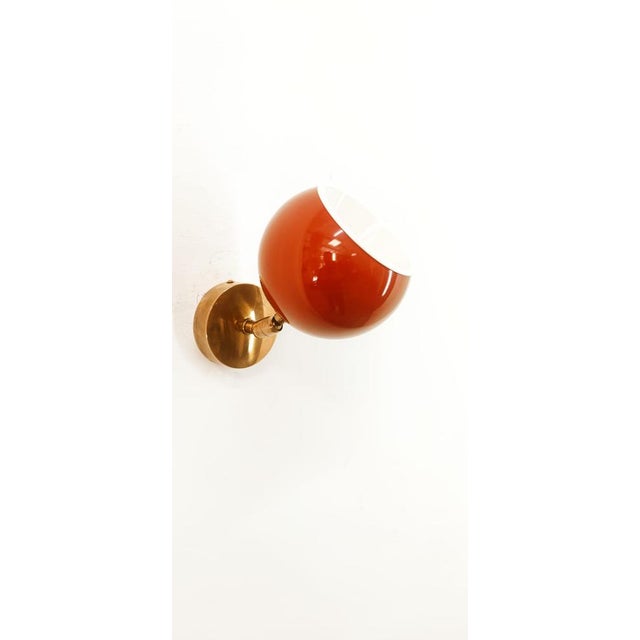 Adjustable Wall Light with Red-Colored Metal Dome For Sale - Image 9 of 16