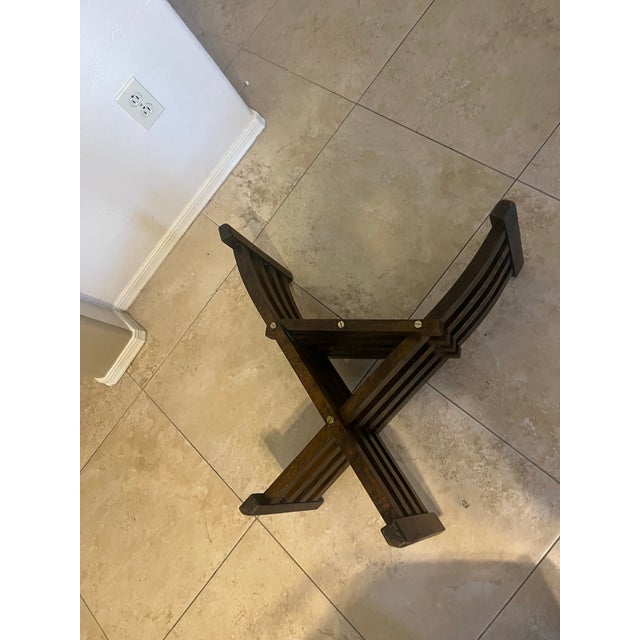 Vintage Campaign X Base Folding Desk Chair Stool For Sale - Image 12 of 12