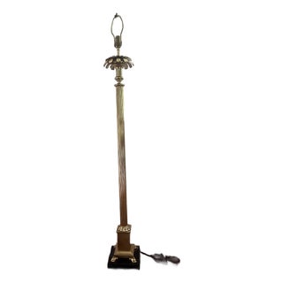 Mid 20th Century Mid Century Modern Palm Beach Regency Style Brass Palm Tree Floor Lamp For Sale