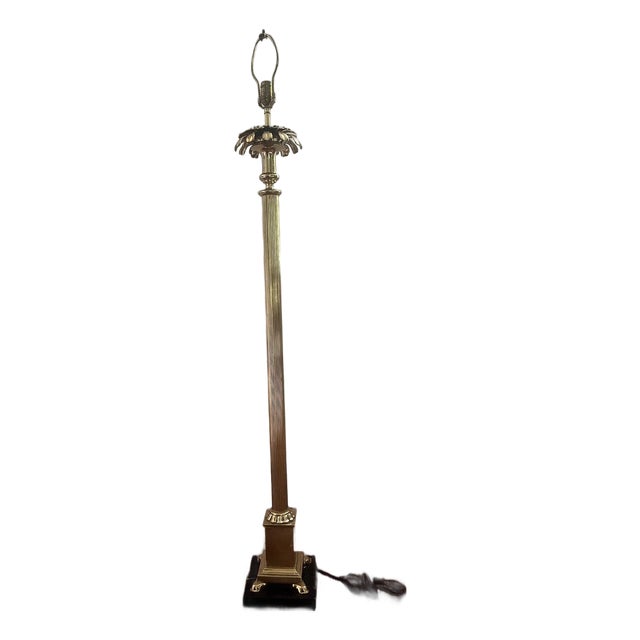 Mid 20th Century Mid Century Modern Palm Beach Regency Style Brass Palm Tree Floor Lamp For Sale