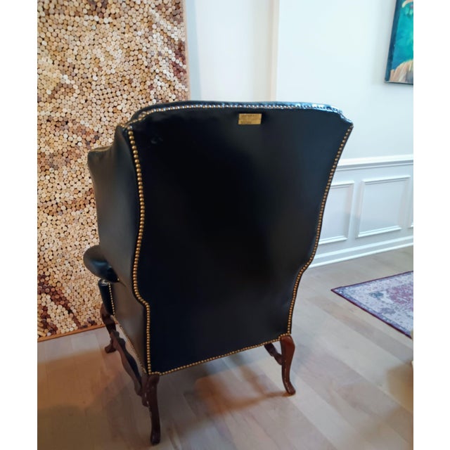 Rare No. 200 Bicentennial Limited Edition Leather Wingback Chair by Leathercraft-Hickory Nc. Excellent Condition For Sale - Image 11 of 12