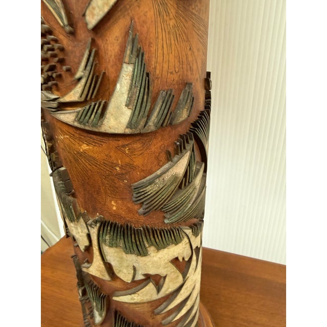Mid 20th Century Mabro Lamp Company Carved Flower Table Lamp, Medium For Sale - Image 10 of 12