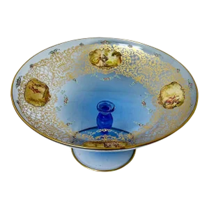 Early 1900s Antique Murano Footed Fruit Bowl