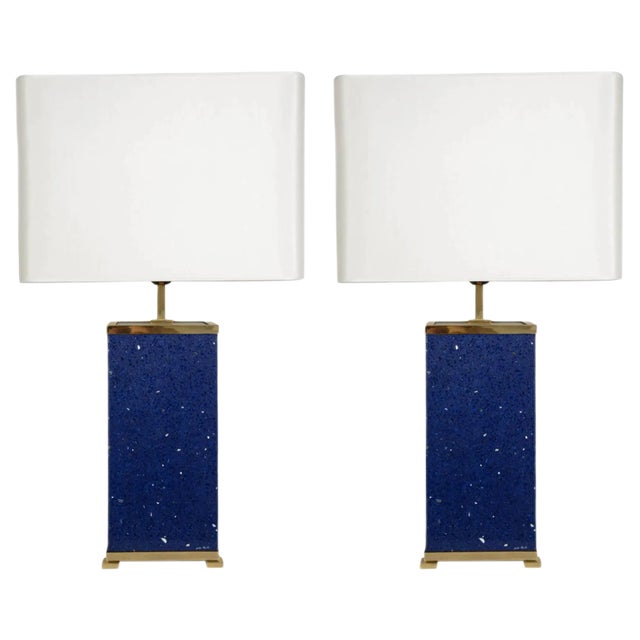Blue Stone Lamps from Enzo Missoni, 1970s, Set of 2 For Sale