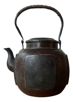 Antique Japanese Hammered Copper Teapot, 1800s