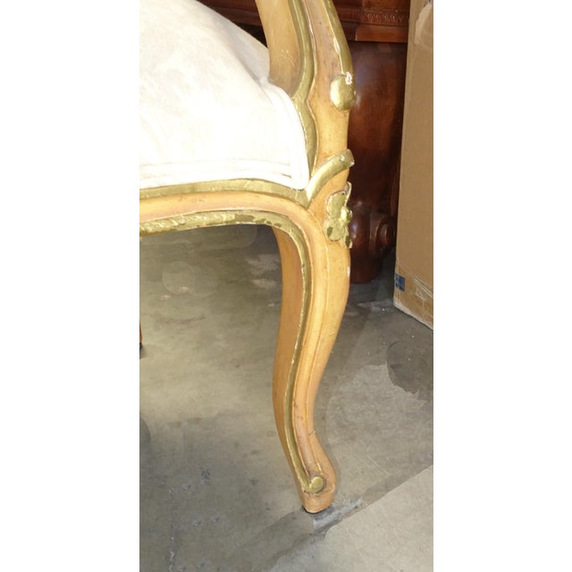 Vintage French Louis XVI Gold Gilt Off White Arm Chair For Sale - Image 14 of 15