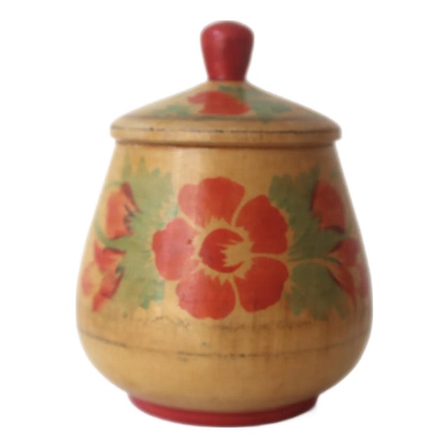 Vintage Hand Painted Wood Flower Box, Folk Art, Trinket Box, Bohemian Kitchen Decor, Country Style, Staging For Sale