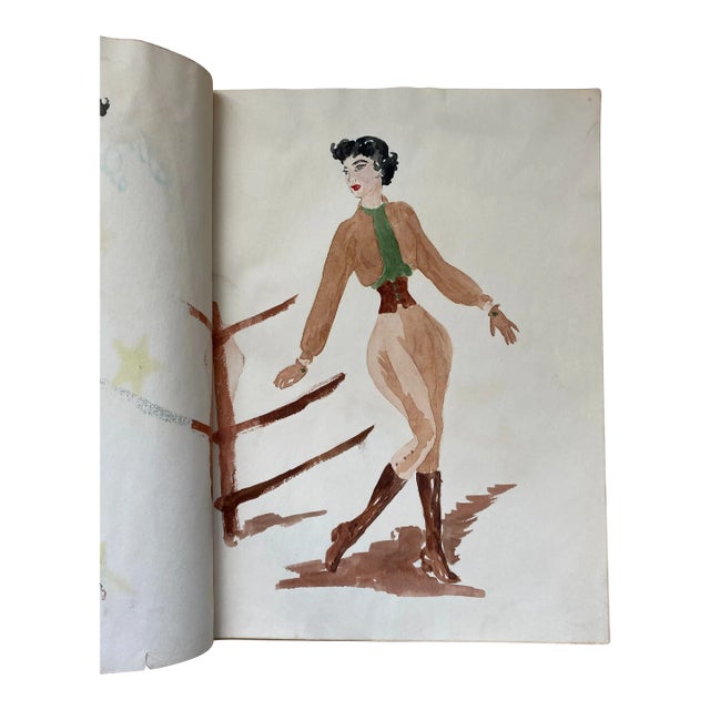 1950s Mid Century Portfolio of Fashion Paintings For Sale