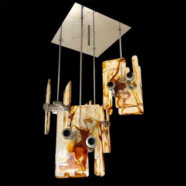 Modernist 16-Light Chandelier in Murano Glass and Steel, 1970s For Sale - Image 13 of 13
