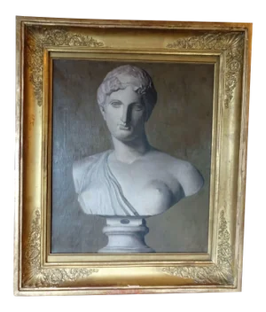Mid 19th Century Neoclassical French Painting in Giltwood Frame