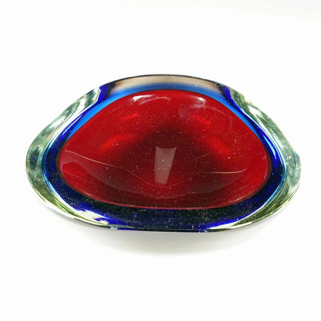 Red Midcentury Modern Murano Sommerso Art Glass Bowl 1960s For Sale - Image 8 of 8