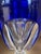 Beautiful Large 10" Signed Baccarat Cut-To-Clear Cobalt Blue Chalice. 1977 LE #185 of 250, Includes 9.5" x 7.25" x 13" red...
